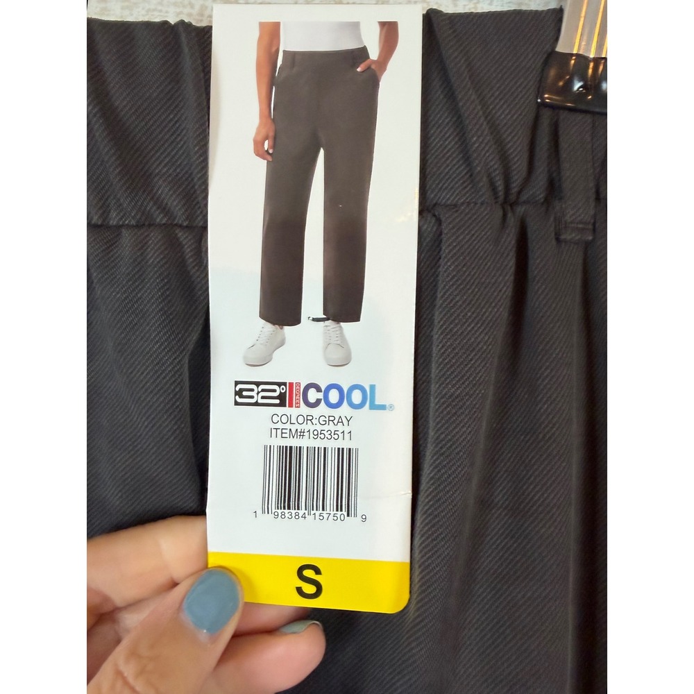 NWT 32 Degrees Cool Womens Gray Wide Leg Pants Elastic Back Trousers •S• Comfort